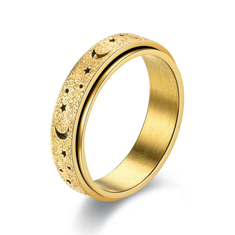 Rotating Star & Moon Spinner Ring